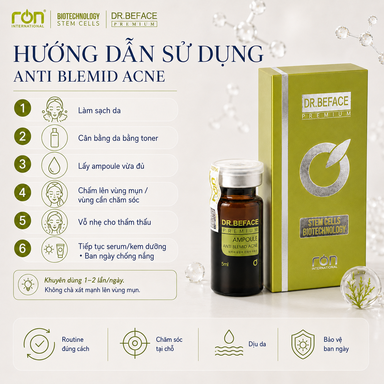 DR.BEFACE ANTI BLEMID ACNE 5ML – TINH CHẤT CHĂM SÓC DA DẦU, DA DỄ NỔI MỤN – 5ml/lọ